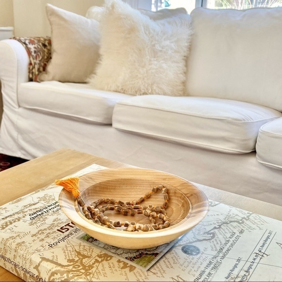 VINTAGE Unique Tulsi Mala from Vrindavan w/ Bark - Hand Carved Tulsi Wood Beads - Picture 4 of 7